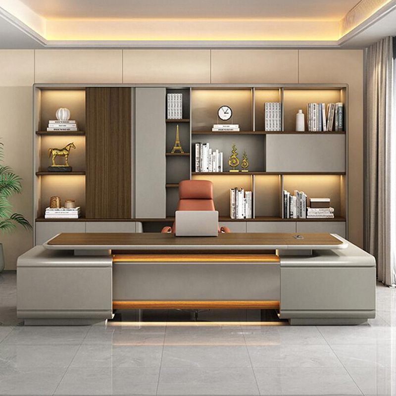 Modell DBT008 Chefschreibtisch, Präsident/Chairman-Büroschreibtisch, großer Premium-Managerschreibtisch mit Bürostuhl-Set für Manager\\\'s Büro